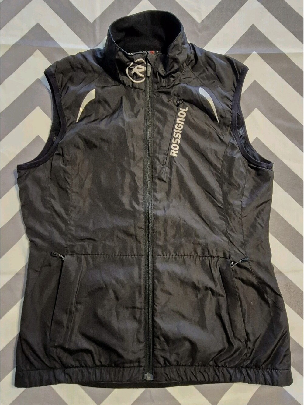 Rossignol Snowboarding Vest Women's Size L Black Full Zip Fleece Lined Ski Zip